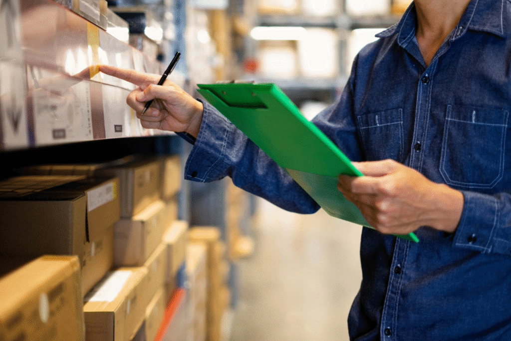 person taking inventory with a clipboard